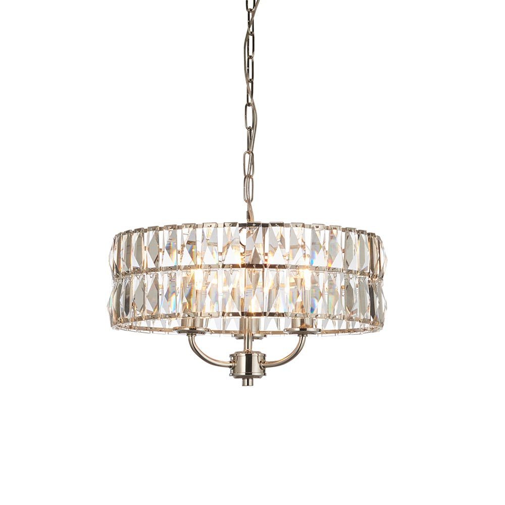 Luminosity Designs - Endon Clifton 3 Light Ceiling Light in Antique Brass or Chrome with Glass Panels (END/104466) - Luminosity Designs Ltd