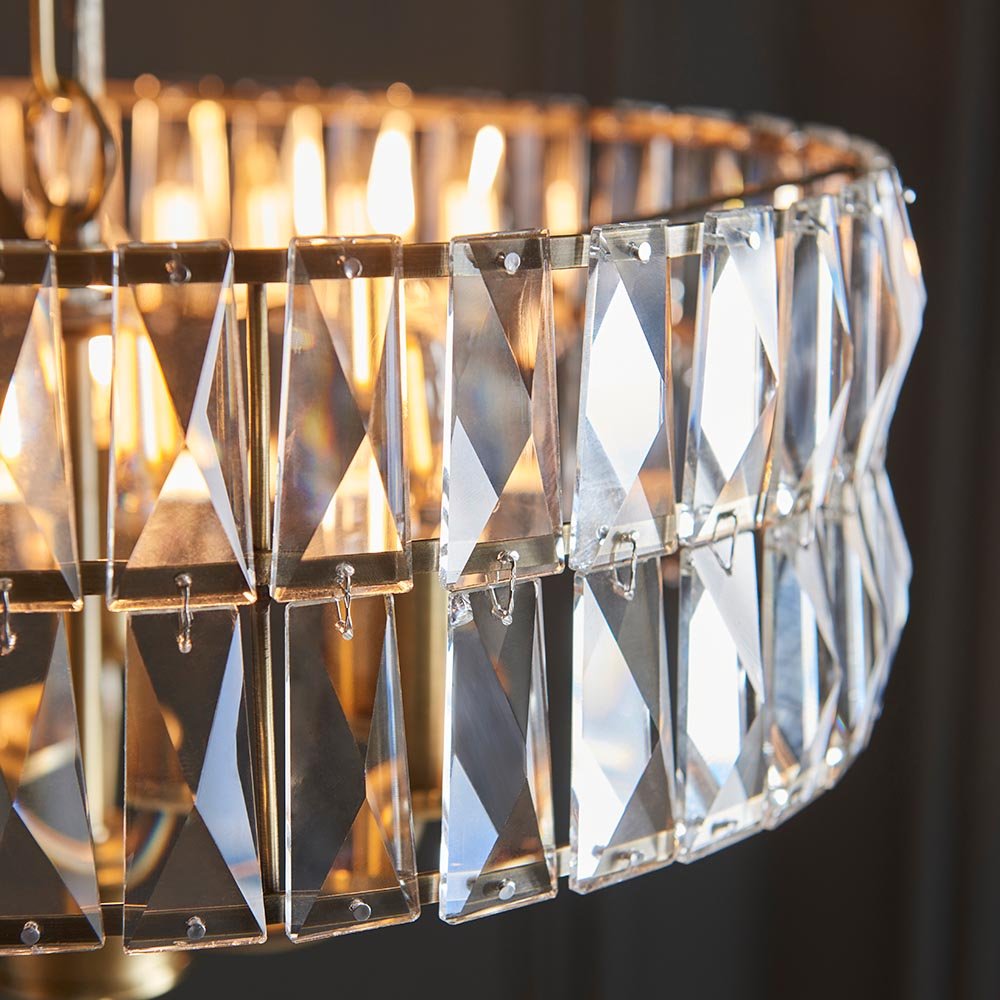 Luminosity Designs - Endon Clifton 3 Light Ceiling Light in Antique Brass or Chrome with Glass Panels (END/104466) - Luminosity Designs Ltd