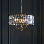 Luminosity Designs - Endon Clifton 3 Light Ceiling Light in Antique Brass or Chrome with Glass Panels (END/104466) - Luminosity Designs Ltd