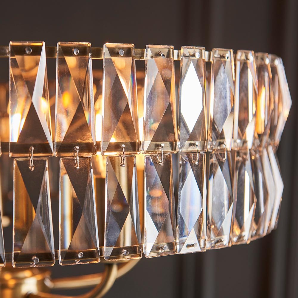 Luminosity Designs - Endon Clifton 5 Light Ceiling Light in Antique Brass or Chrome with Glass Panels (END/104467) - Luminosity Designs Ltd