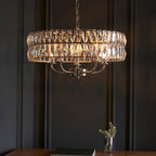 Luminosity Designs - Endon Clifton 5 Light Ceiling Light in Antique Brass or Chrome with Glass Panels (END/104467) - Luminosity Designs Ltd