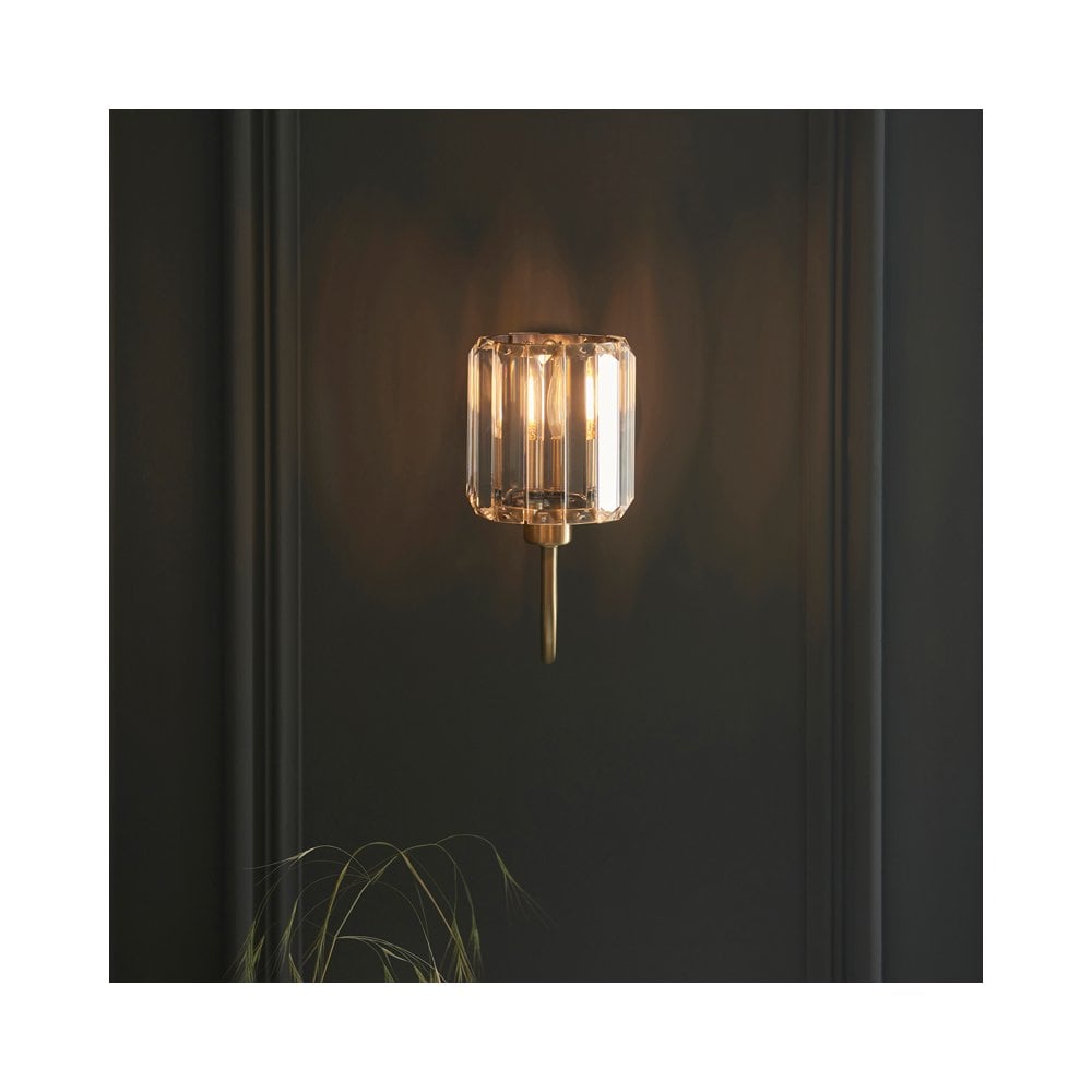 Endon Berenice Single Wall Light in Antique Brass or Chrome with Clear Glass (END/107803)