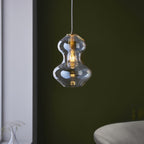 Endon Lighting Kelda Violin Shaped Pendant Light Satin Brass Frame with Champagne Glass (106681 ) - Luminosity Designs Ltd
