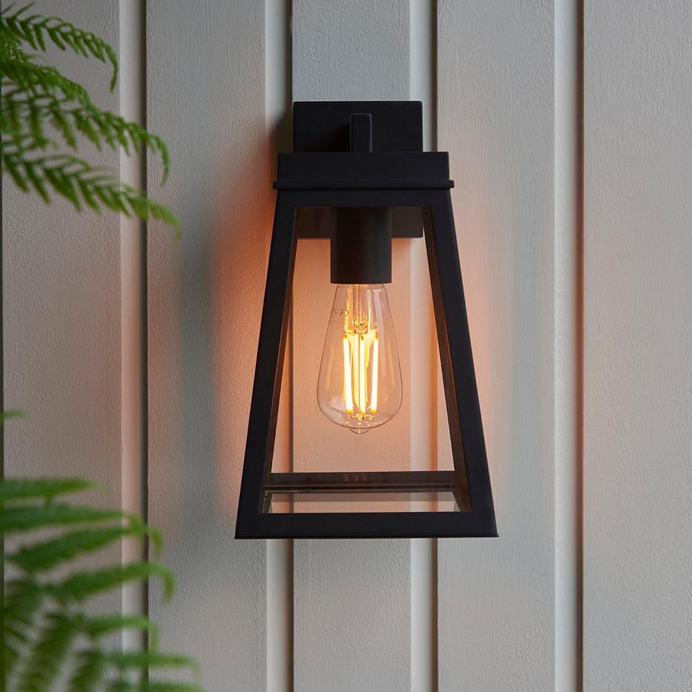 Endon - Endon Lighting - Lymington - 118762 - Black Clear Glass IP44 Outdoor Wall Light - Luminosity Designs Ltd