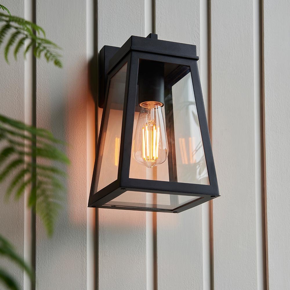 Endon - Endon Lighting - Lymington - 118762 - Black Clear Glass IP44 Outdoor Wall Light - Luminosity Designs Ltd