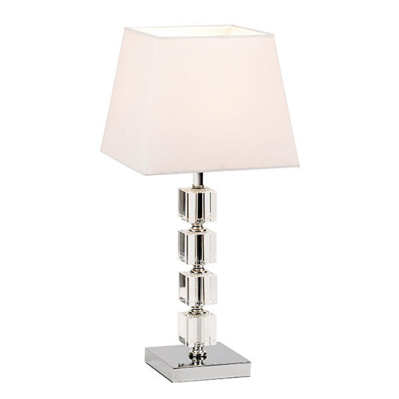 Endon Murford Polished Chrome and Acrylic Table Lamp Complete with White Cotton Shade, 1x E14 (96940-TLCH)