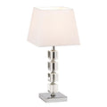 Endon Murford Polished Chrome and Acrylic Table Lamp Complete with White Cotton Shade (96940 - TLCH) - Luminosity Designs Ltd