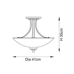 Endon Welles Brushed Metal With Frosted White Glass Uplighter Semi Flush Ceiling Light - Luminosity Designs Ltd