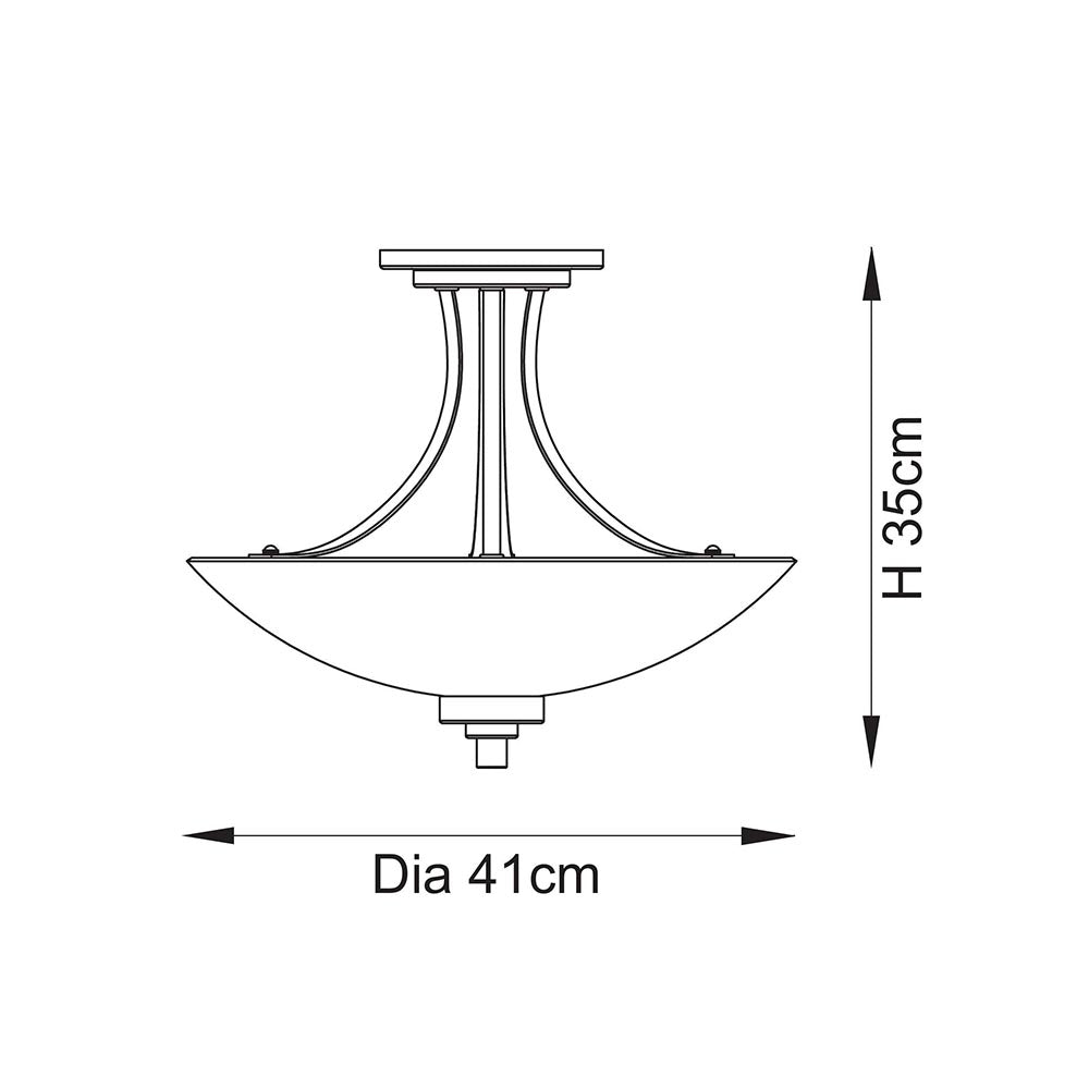 Endon Welles Brushed Metal With Frosted White Glass Uplighter Semi Flush Ceiling Light - Luminosity Designs Ltd