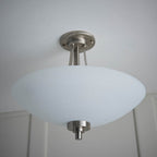 Endon Welles Brushed Metal With Frosted White Glass Uplighter Semi Flush Ceiling Light - Luminosity Designs Ltd