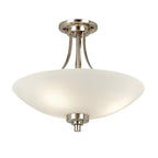 Endon Welles Brushed Metal With Frosted White Glass Uplighter Semi Flush Ceiling Light - Luminosity Designs Ltd
