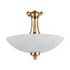 Endon Welles Brushed Metal With Frosted White Glass Uplighter Semi Flush Ceiling Light - Luminosity Designs Ltd