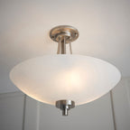 Endon Welles Brushed Metal With Frosted White Glass Uplighter Semi Flush Ceiling Light - Luminosity Designs Ltd