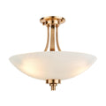 Endon Welles Brushed Metal With Frosted White Glass Uplighter Semi Flush Ceiling Light - Luminosity Designs Ltd