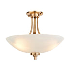 Endon Welles Brushed Metal With Frosted White Glass Uplighter Semi Flush Ceiling Light - Luminosity Designs Ltd