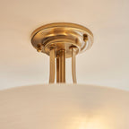Endon Welles Brushed Metal With Frosted White Glass Uplighter Semi Flush Ceiling Light - Luminosity Designs Ltd