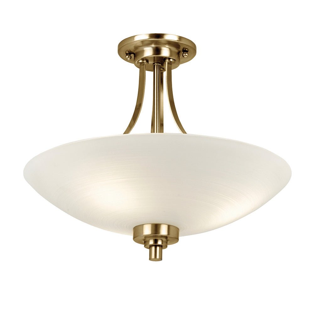 Endon Welles Brushed Metal With Frosted White Glass Uplighter Semi Flush Ceiling Light - Luminosity Designs Ltd