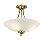 Endon Welles Brushed Metal With Frosted White Glass Uplighter Semi Flush Ceiling Light - Luminosity Designs Ltd