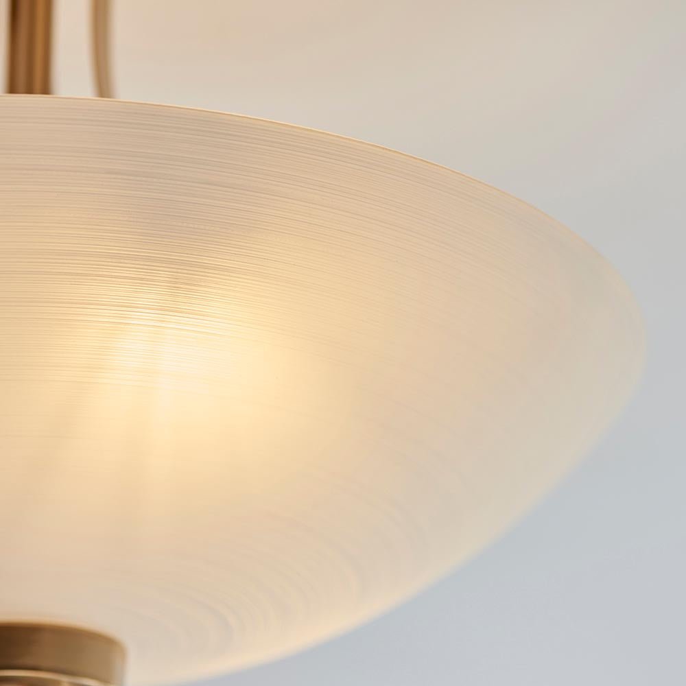 Endon Welles Brushed Metal With Frosted White Glass Uplighter Semi Flush Ceiling Light - Luminosity Designs Ltd