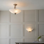 Endon Welles Brushed Metal With Frosted White Glass Uplighter Semi Flush Ceiling Light - Luminosity Designs Ltd