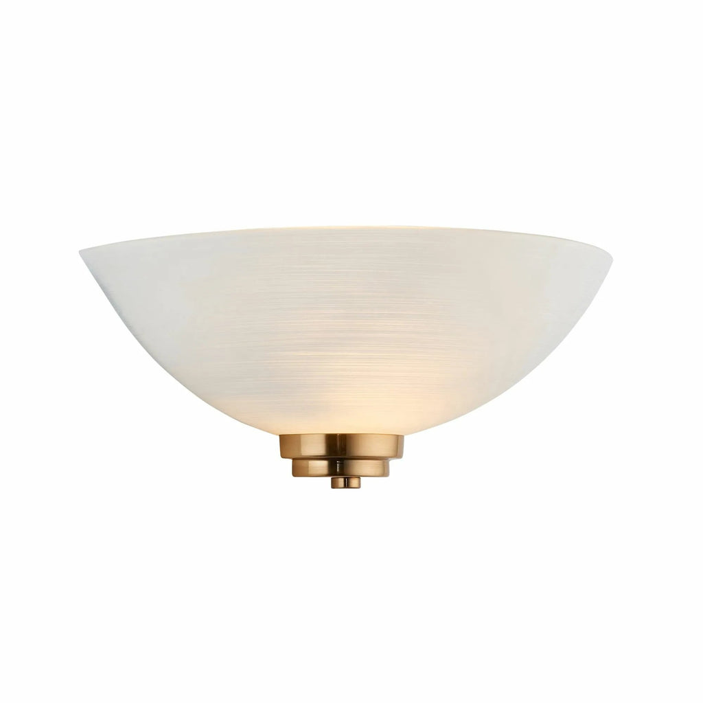 Endon Welles Brushed Metal With Frosted White Glass Uplighter Wall Light (112439) - Luminosity Designs Ltd