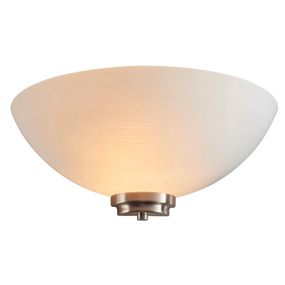 Endon Welles Brushed Metal With Frosted White Glass Uplighter Wall Light (112439) - Luminosity Designs Ltd