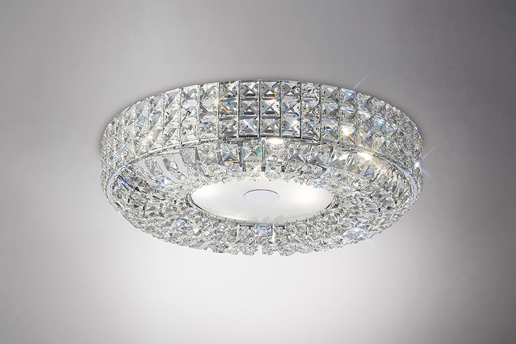 Luminosity Designs - Enya 45cm Flush Ceiling, 6 Light G9, Polished Chrome/Crystal (Diyas IL31201) - Luminosity Designs Ltd