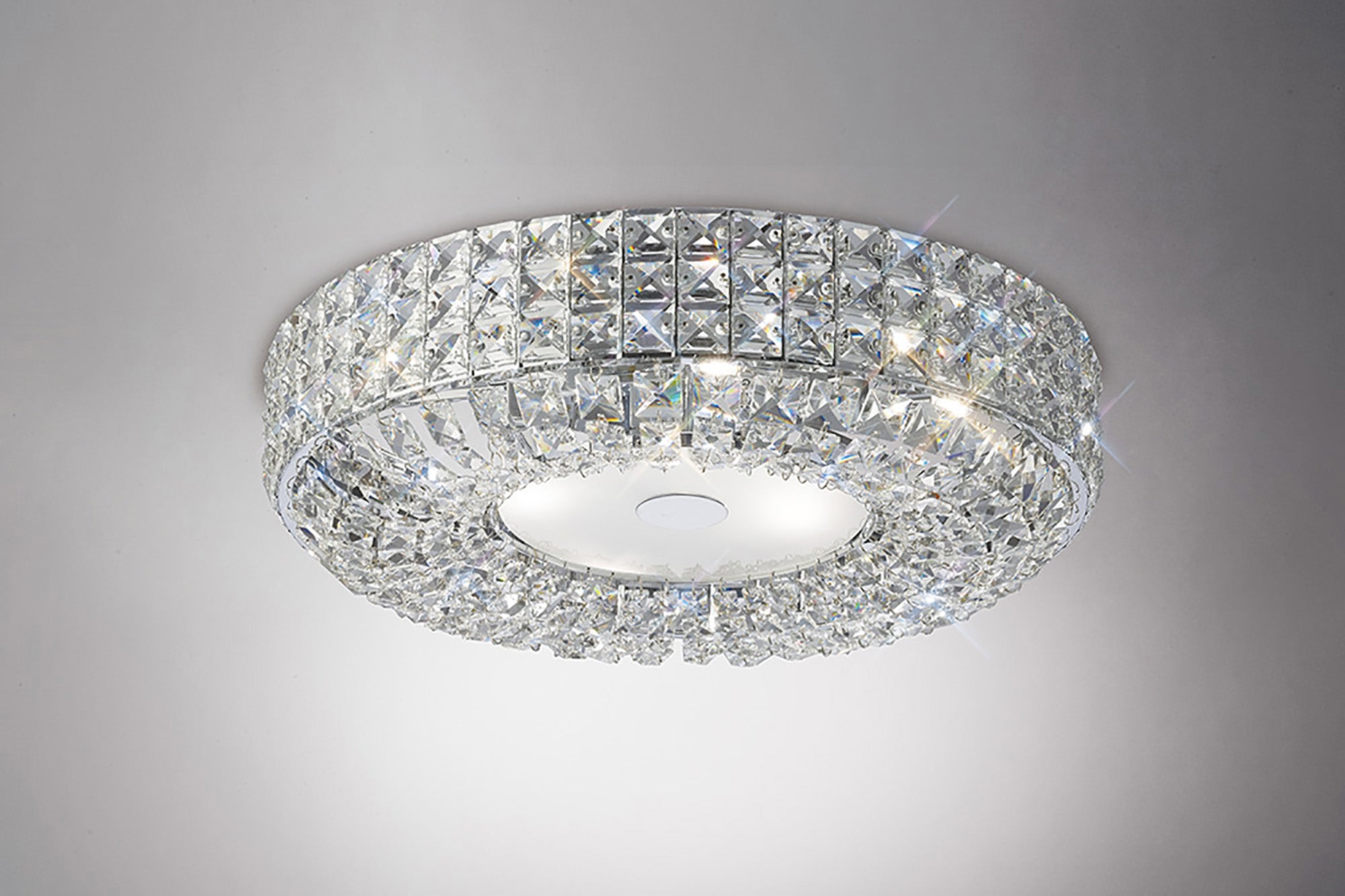 Luminosity Designs - Enya 45cm Flush Ceiling, 6 Light G9, Polished Chrome/Crystal (Diyas IL31201) - Luminosity Designs Ltd