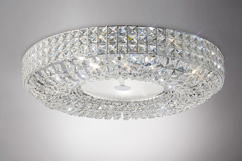 Luminosity Designs - Enya 60cm Flush Ceiling, 9 Light G9, Polished Chrome/Crystal (Diyas il31202) - Luminosity Designs Ltd