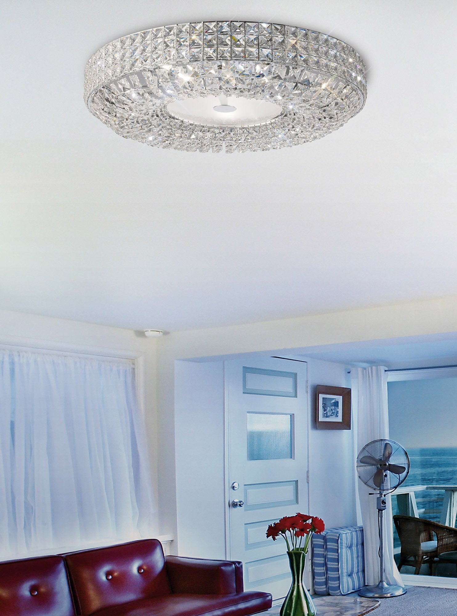 Luminosity Designs - Enya 60cm Flush Ceiling, 9 Light G9, Polished Chrome/Crystal (Diyas il31202) - Luminosity Designs Ltd