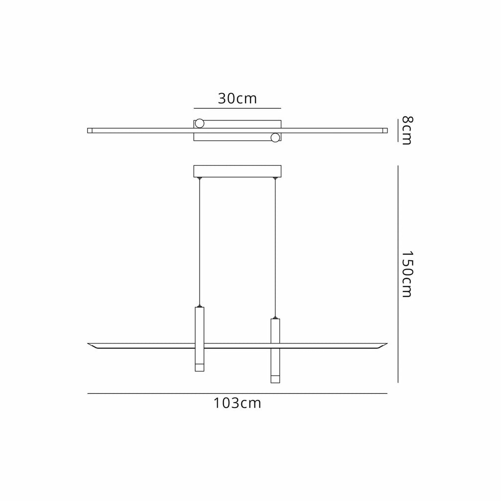 Mantra - Esparta Linear Bar Pendant, 30W LED, 3000K, 1400lm - Luminosity Designs Ltd