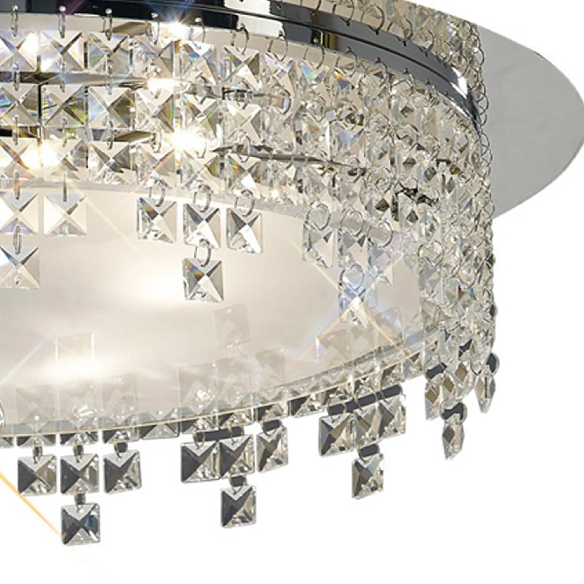 Esta Ceiling Round Semi Flush Fitting, 4 Light G9, Polished Chrome/Glass/Crystal (Diyas IL30261)