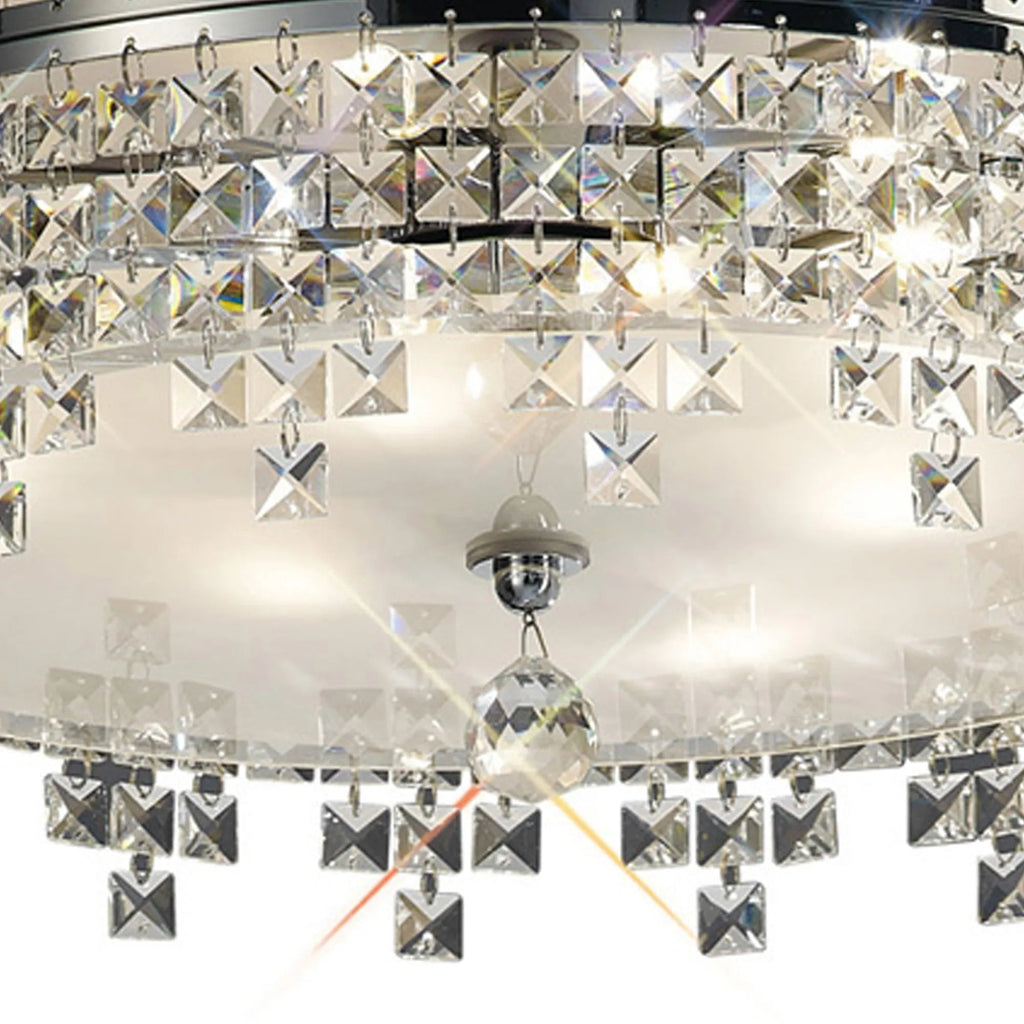 Esta Ceiling Round Semi Flush Fitting, 4 Light G9, Polished Chrome/Glass/Crystal (Diyas IL30261)