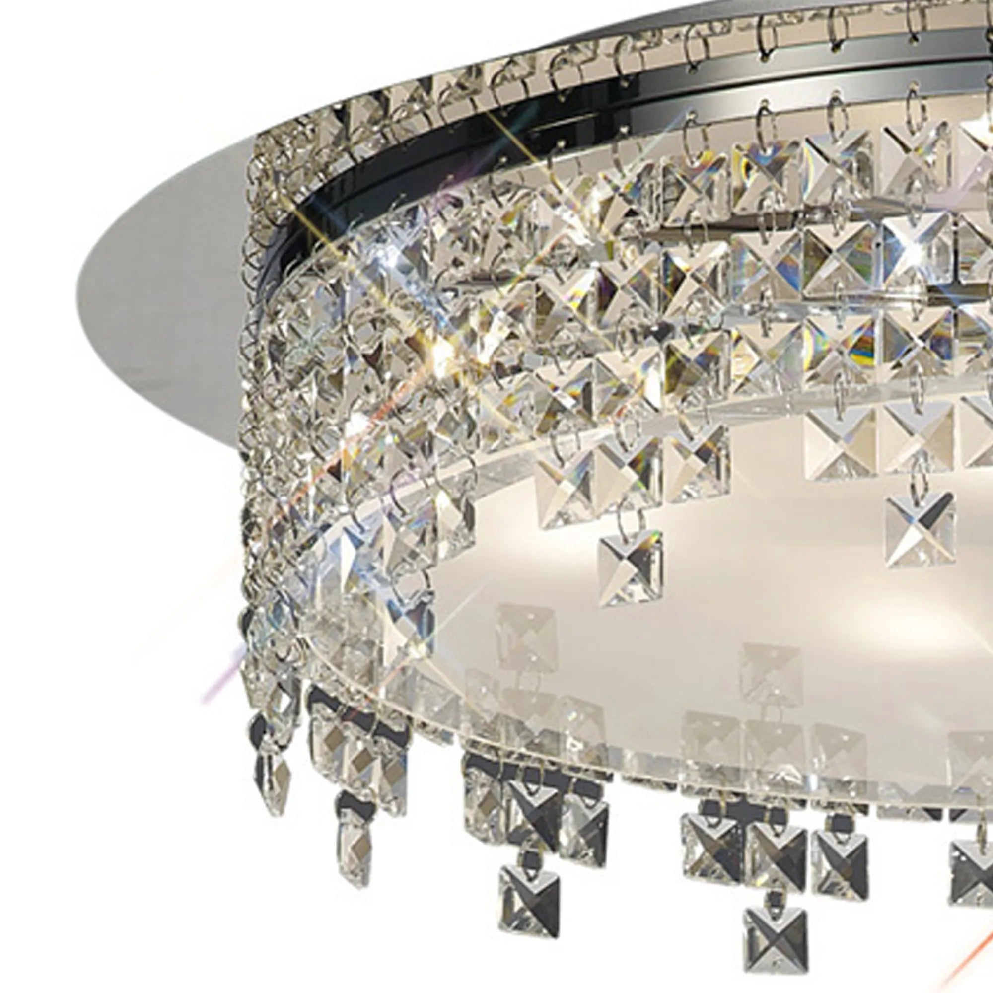 Esta Ceiling Round Semi Flush Fitting, 4 Light G9, Polished Chrome/Glass/Crystal (Diyas IL30261)