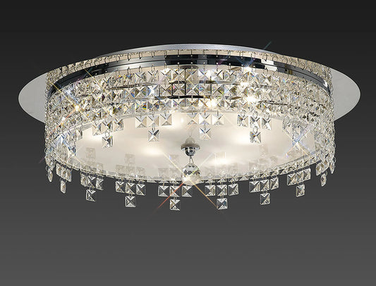 Esta Ceiling Round Semi Flush Fitting,  4 Light G9,  Polished Chrome/Glass/Crystal (Diyas IL30261)