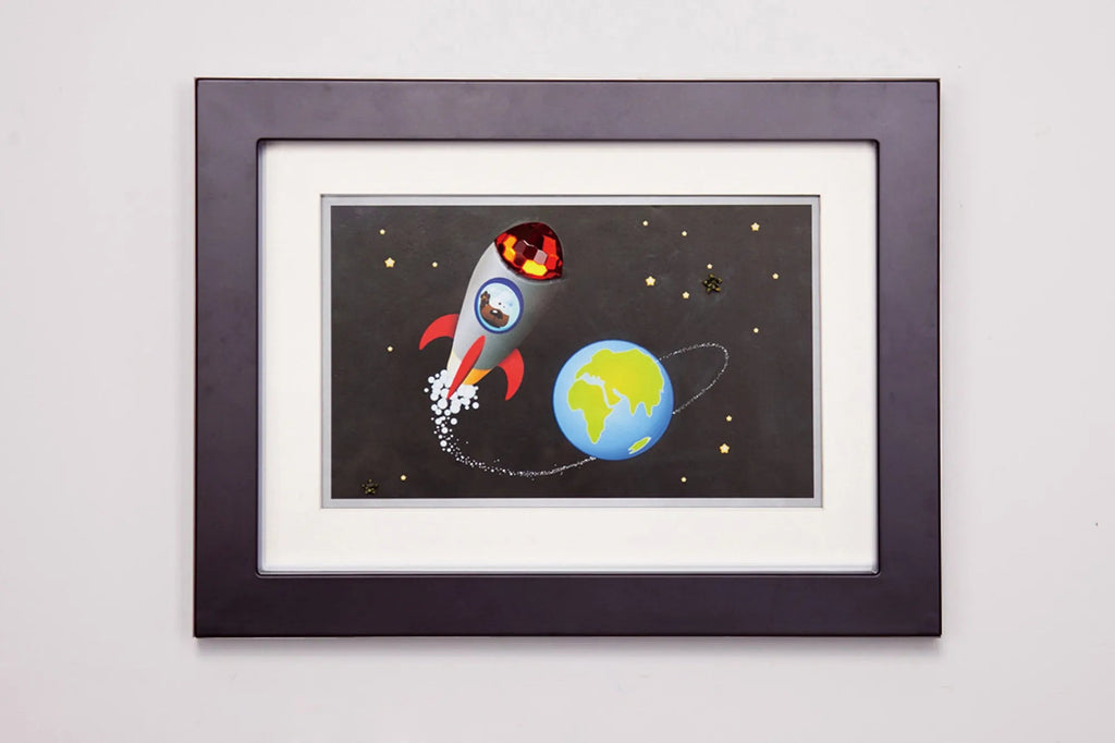 Diyas - EX DISPLAY - Bambino Rocket In Space, Black Frame Red Crystal by Cassia Twigue - Luminosity Designs Ltd
