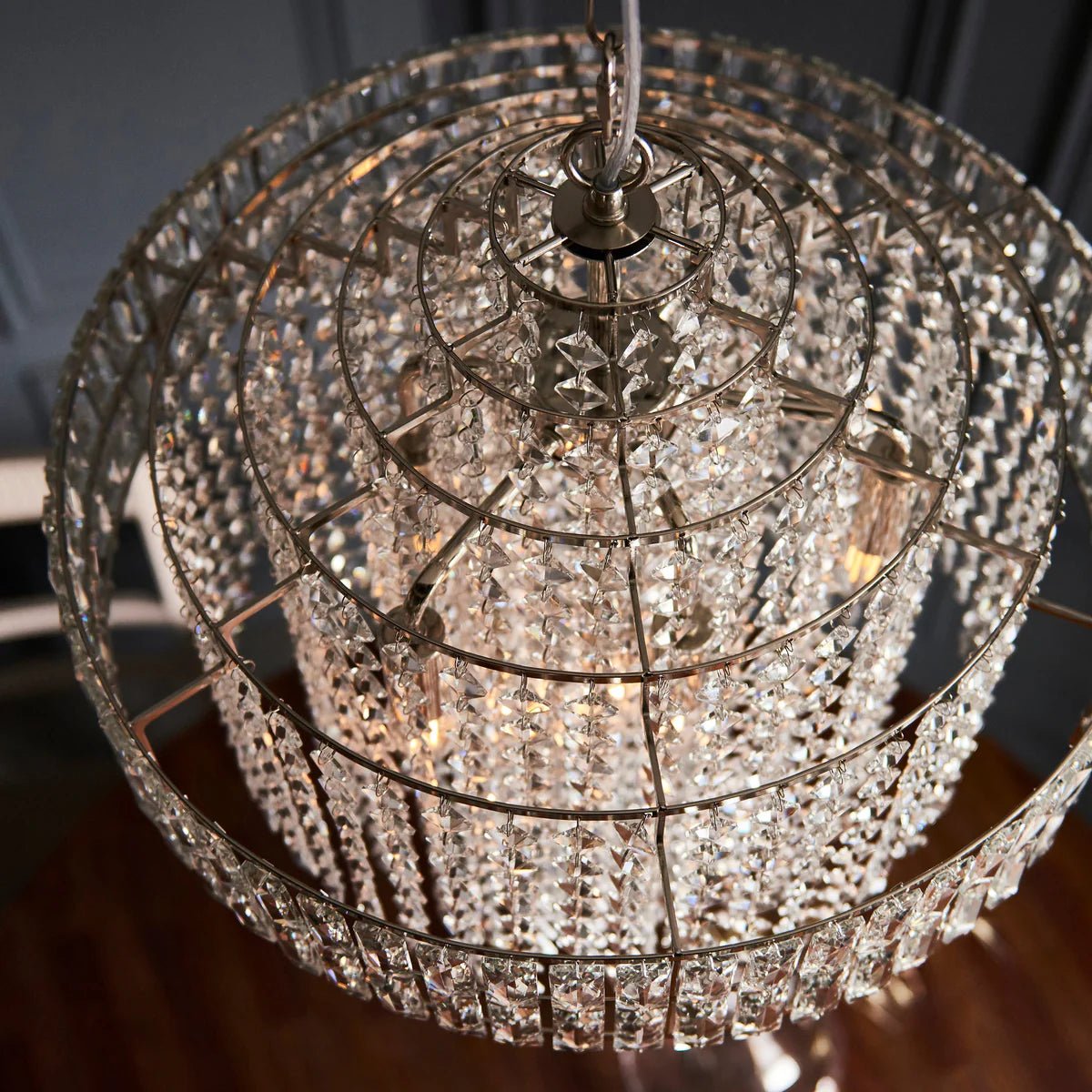 Luminosity Designs - EX DISPLAY Beatrice 7 Light Crystal Glass & Chrome Pendant Chandelier - Luminosity Designs Ltd