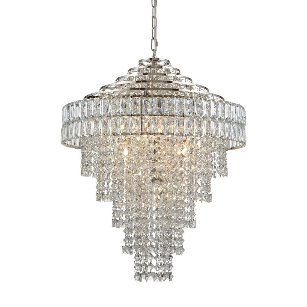 Luminosity Designs - EX DISPLAY Beatrice 7 Light Crystal Glass & Chrome Pendant Chandelier - Luminosity Designs Ltd
