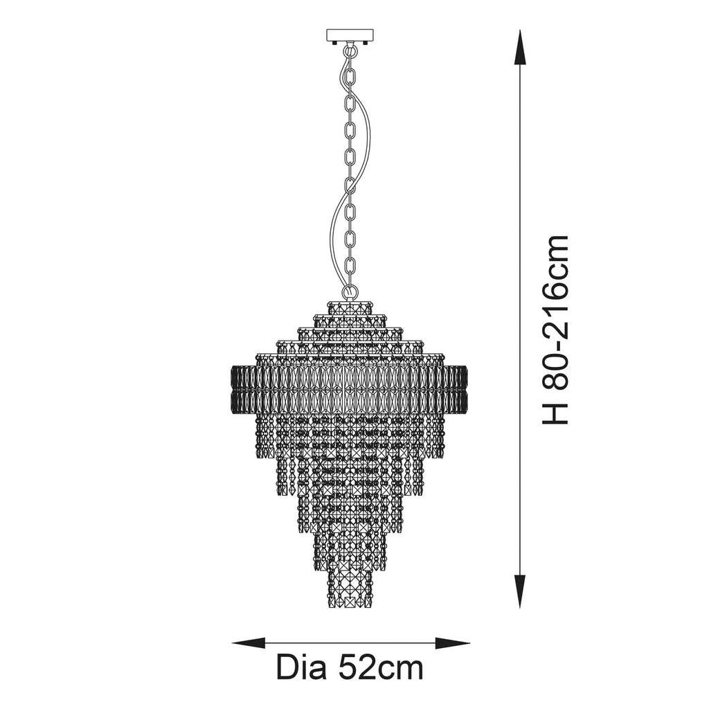 Luminosity Designs - EX DISPLAY Beatrice 7 Light Crystal Glass & Chrome Pendant Chandelier - Luminosity Designs Ltd
