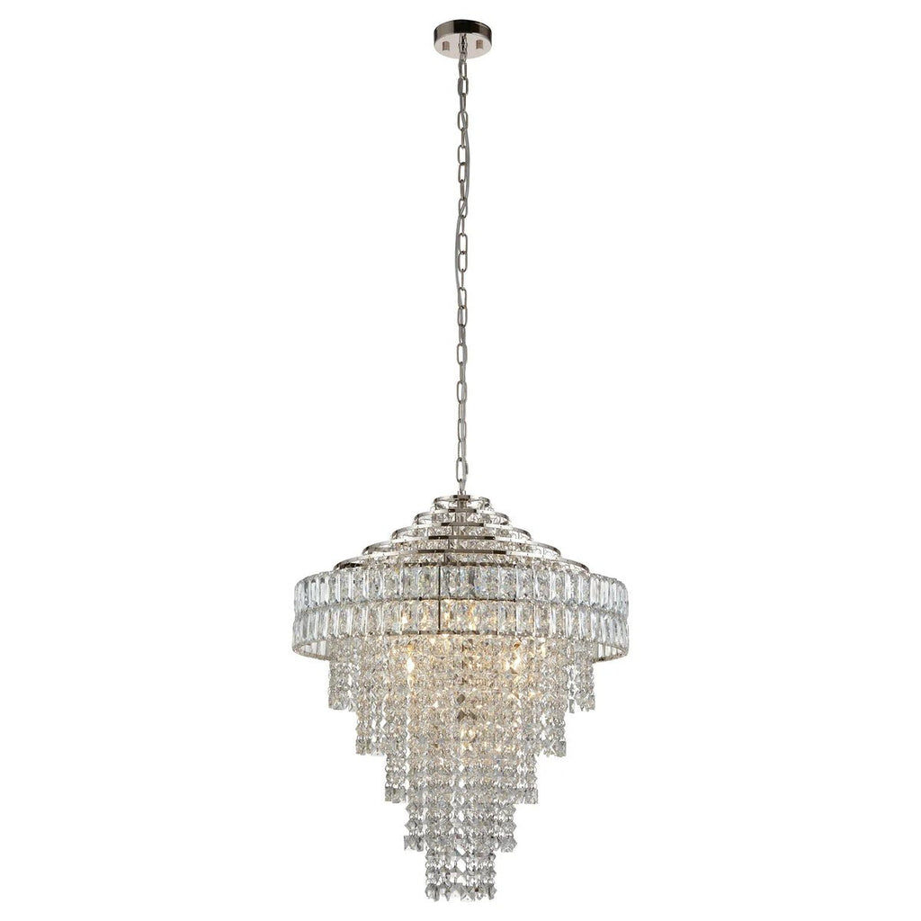 Luminosity Designs - EX DISPLAY Beatrice 7 Light Crystal Glass & Chrome Pendant Chandelier - Luminosity Designs Ltd