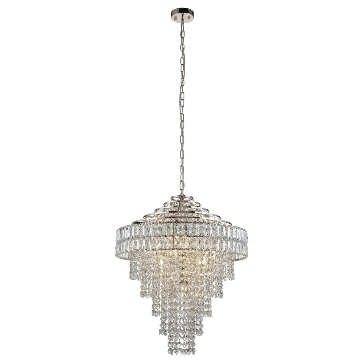 Luminosity Designs - EX DISPLAY Beatrice 7 Light Crystal Glass & Chrome Pendant Chandelier - Luminosity Designs Ltd