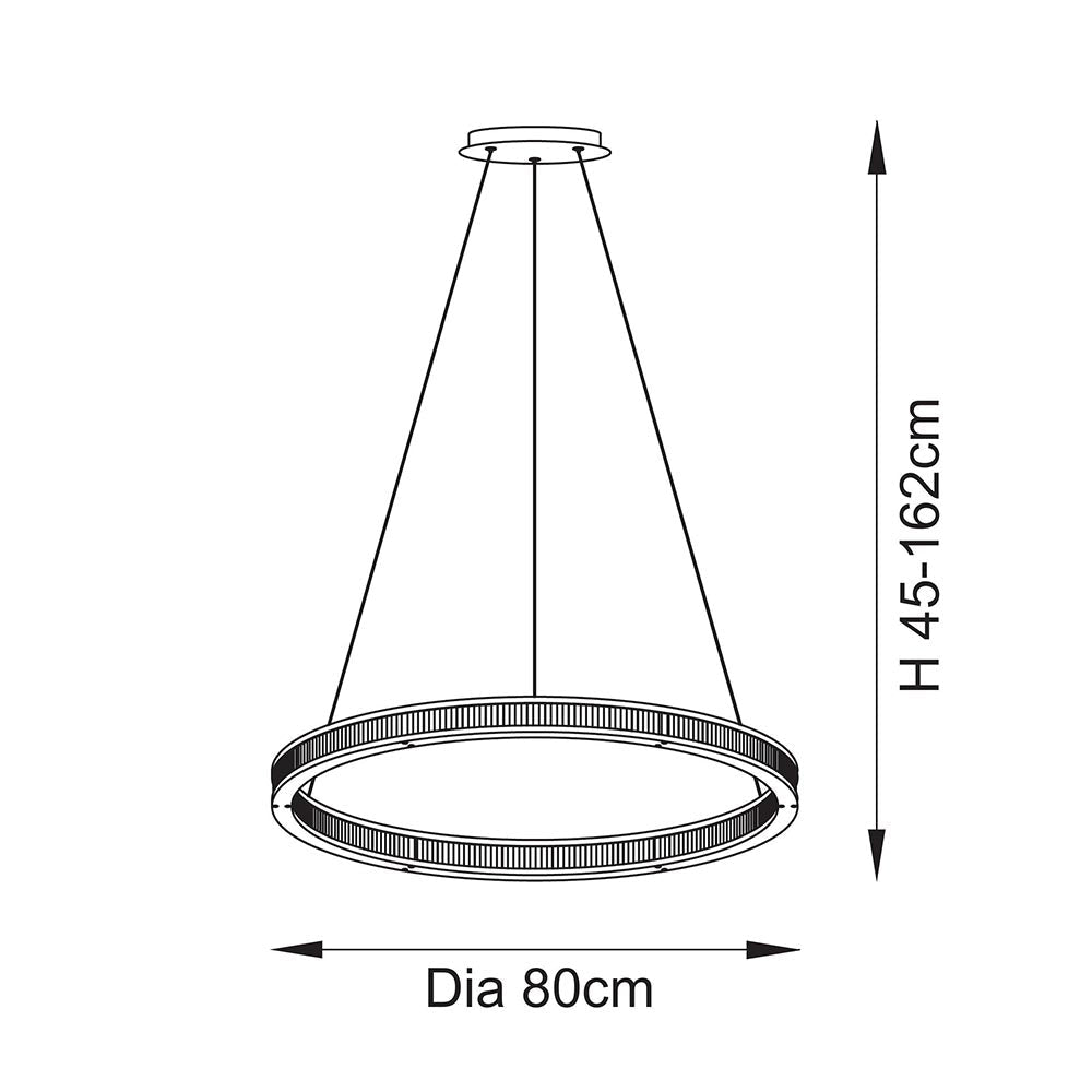 Endon - EX DISPLAY Classic Large Ribbed Hoop Pendant with Frosted Diffuser, 4050LM, 3000K, Dimmable - Luminosity Designs Ltd