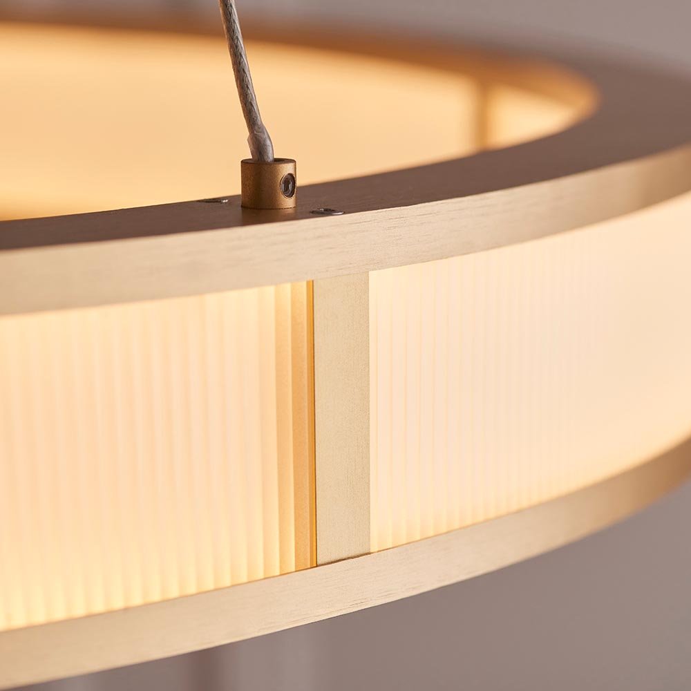 Endon - EX DISPLAY Classic Large Ribbed Hoop Pendant with Frosted Diffuser, 4050LM, 3000K, Dimmable - Luminosity Designs Ltd