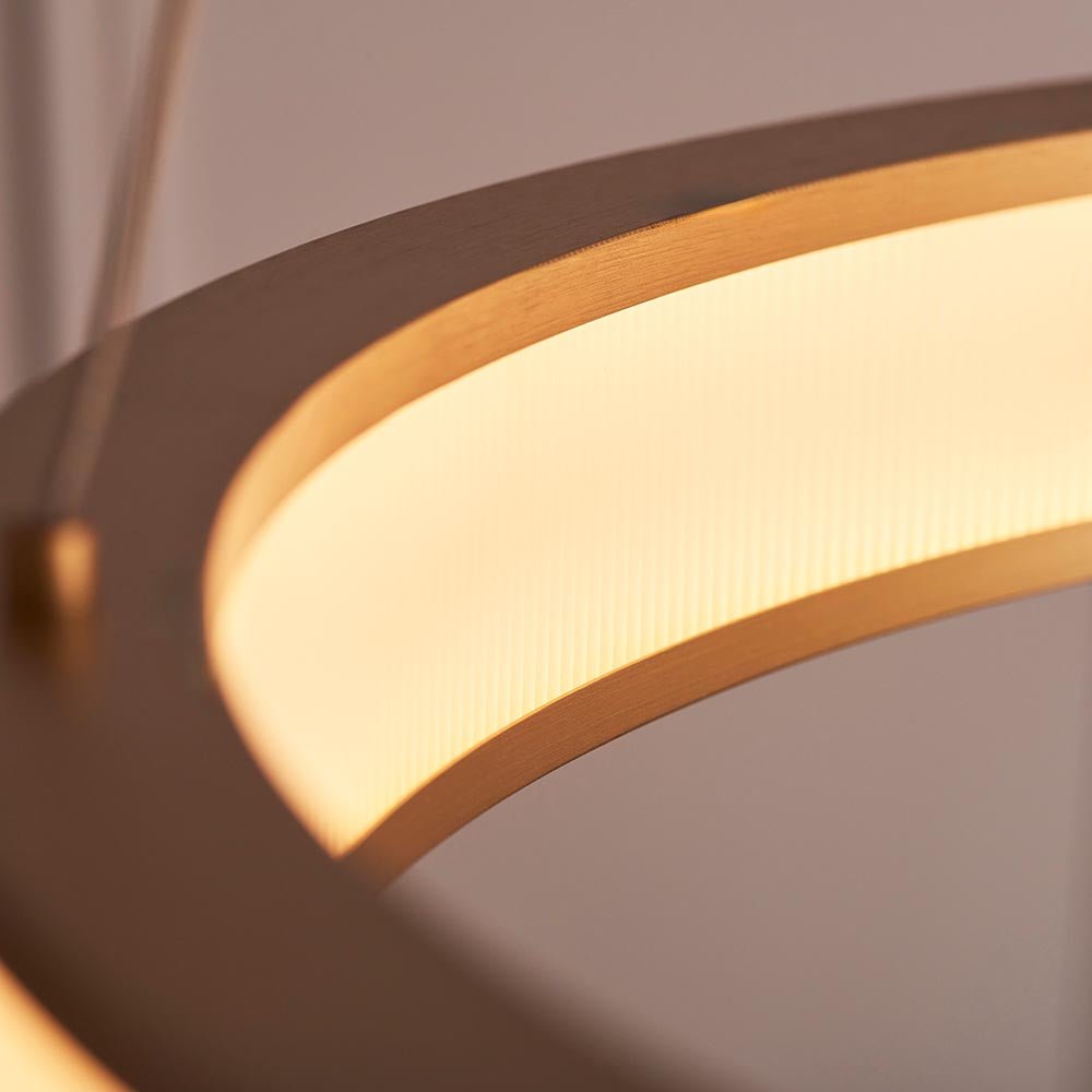Endon - EX DISPLAY Classic Large Ribbed Hoop Pendant with Frosted Diffuser, 4050LM, 3000K, Dimmable - Luminosity Designs Ltd
