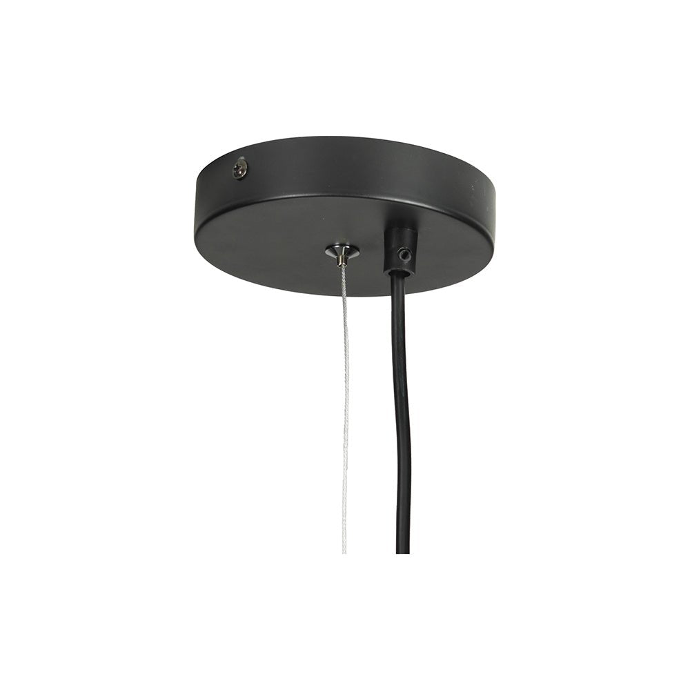 Oaks Lighting - EX DISPLAY Hasden Large Chrome Glass Drum Pendant With Black Mesh Detailing, 1x E27 - Luminosity Designs Ltd