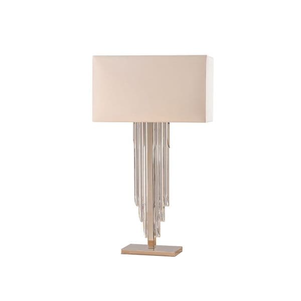 Luminosity Designs - EX DISPLAY - Interiors 1900 Crystal Cascade Single Light Art Deco Statement Table Lamp With Crystal Stem and Shade - Luminosity Designs Ltd