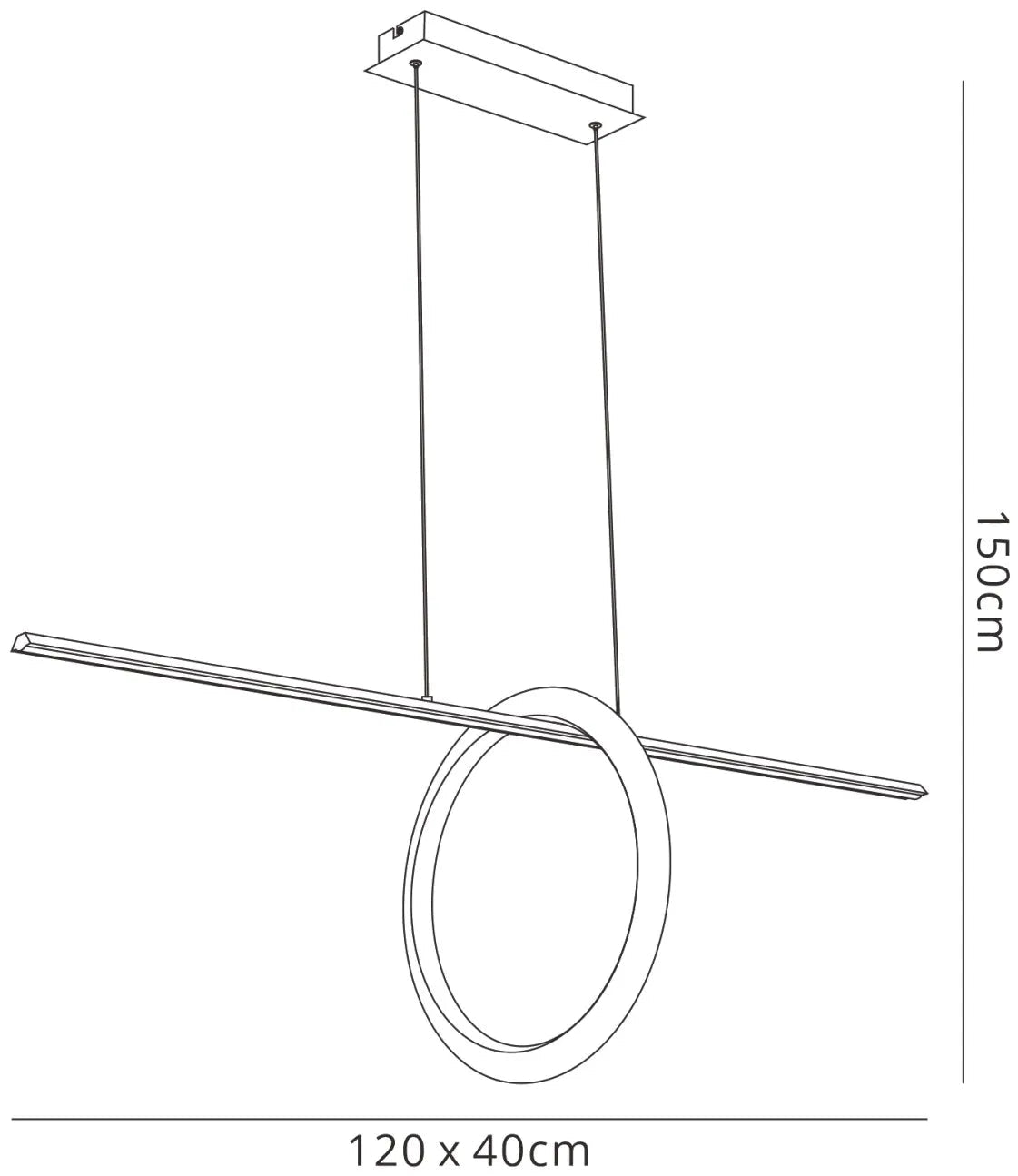 Mantra - EX DISPLAY Kitesurf Loop Under Linear Pendant, 30W LED, 3000K, 2400lm, Black - Luminosity Designs Ltd
