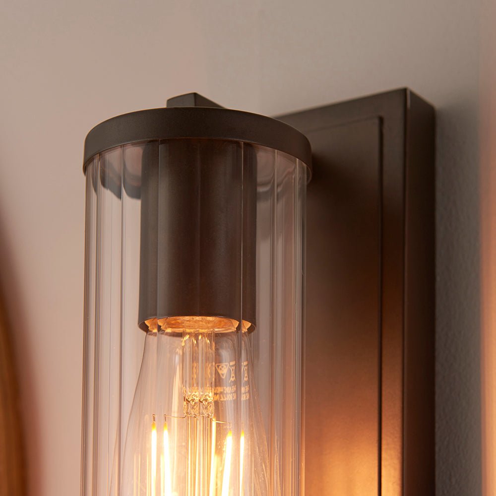 Endon - EX DISPLAY Taylor IP44 Bathroom Wall Light with Pull Switch - Bronze - Luminosity Designs Ltd