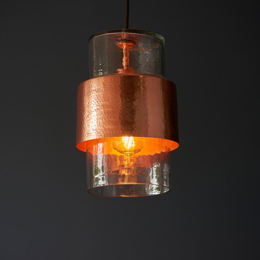 Metal and Glass Vintage Akari Industrial Style Pendant Light, 1x E27