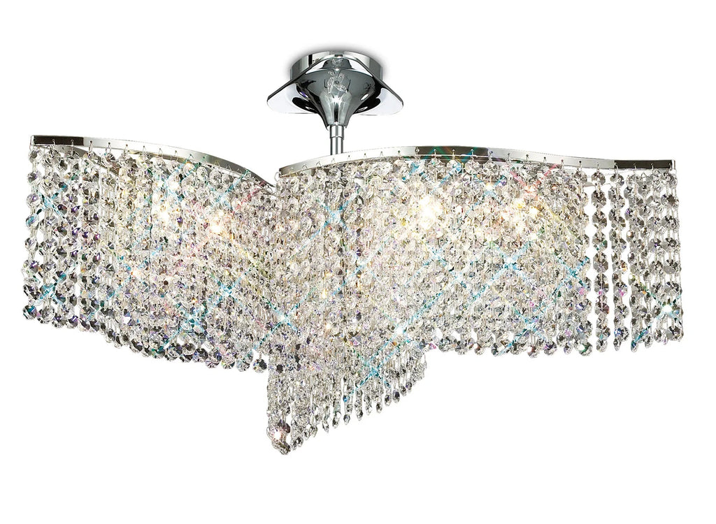 Diyas - Fabio Wave Multi Armed Crystal Ceiling Light with Droplets - Luminosity Designs Ltd